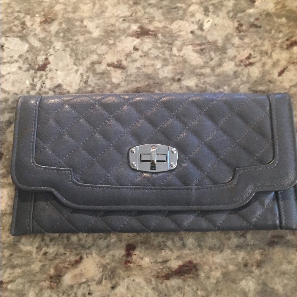 grey quilted clutch